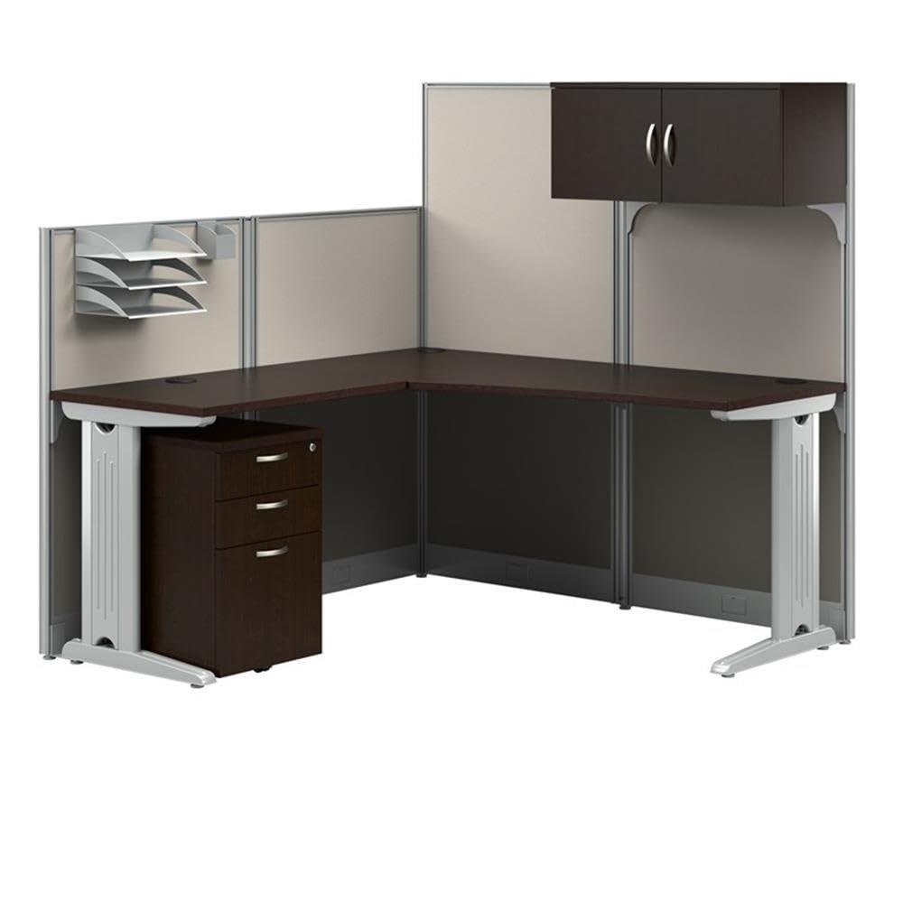 Bush Business Furniture Office in an Hour 65W L Shaped Cubicle Desk with Storage, Drawers, and Organizers