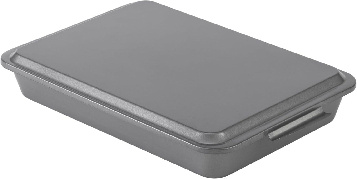 Gray Nonstick Steel Rectangular Baking Pan with Lid