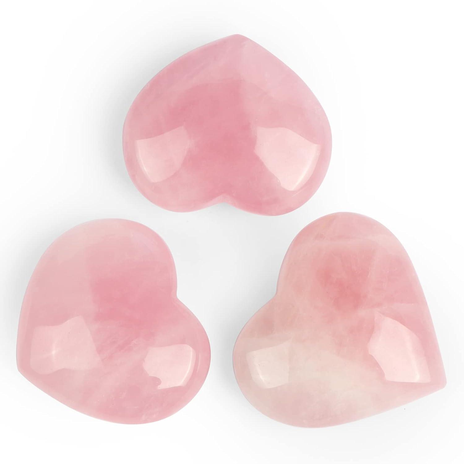 9Dzine Rose Quartz Crystal Heart for Home Decor Items 40-60 Gm | Crystal Heart Stone for Healing Meditation | Heart for Friendship Couple Gifts for Women