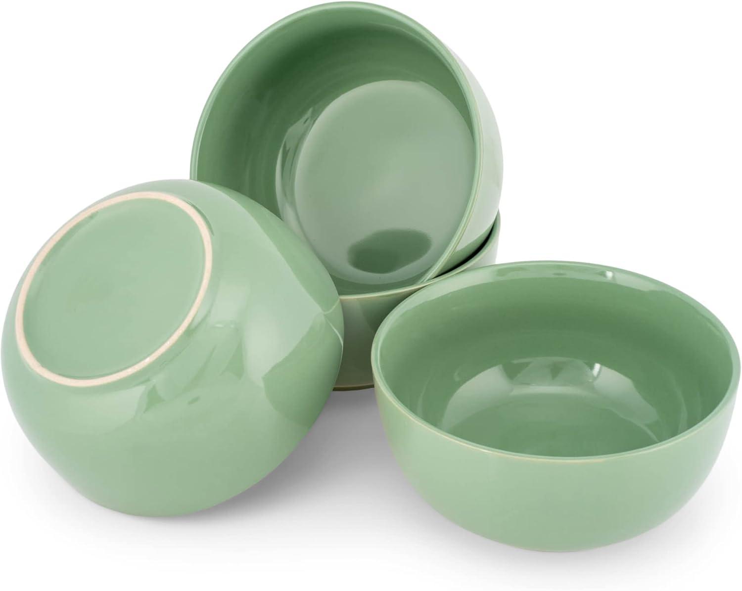 Elanze Designs Bistro Glossy Ceramic 4 inch Dessert Bowls Set of 4, Sage Green