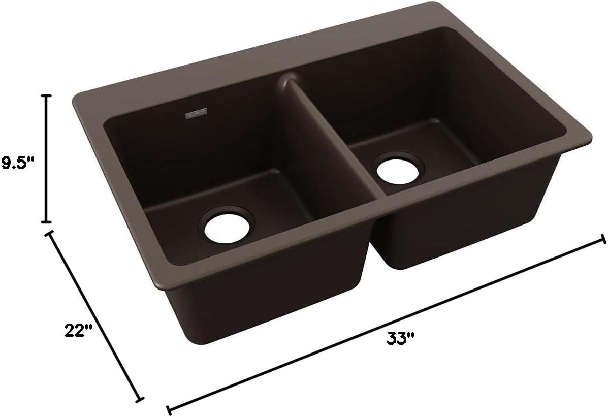 Quartz Classic 33" x 22" x 9-1/2" Double Basin Drop-in Kitchen Sink