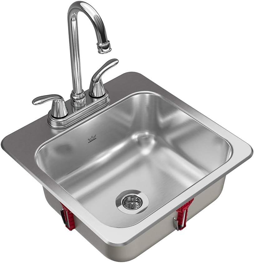 Kindred 15-inch Stainless Steel Top Mount Bar Sink with Faucet