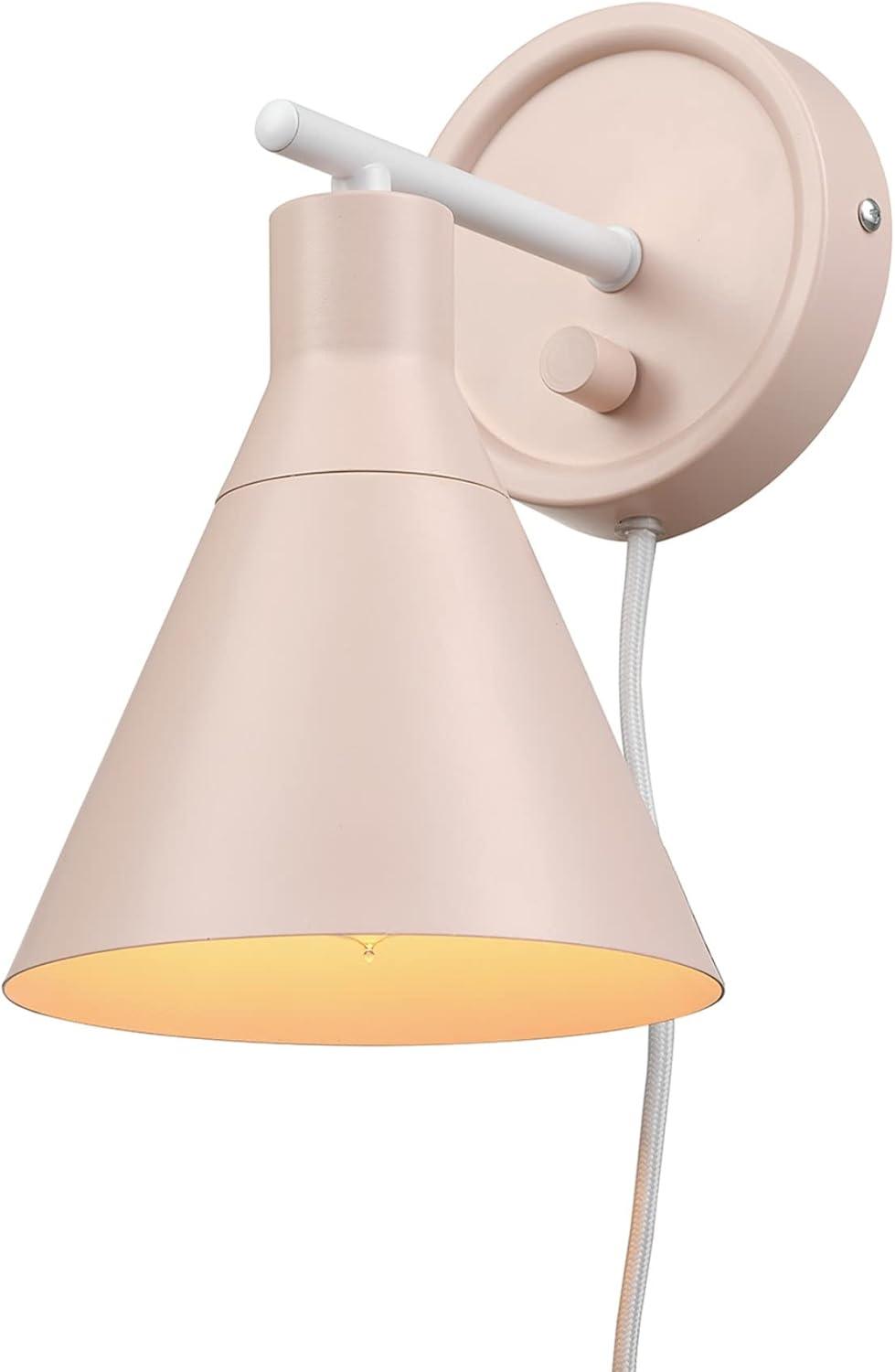 Matte White and Pink Industrial Wall Sconce with Dimmable Rotary Switch