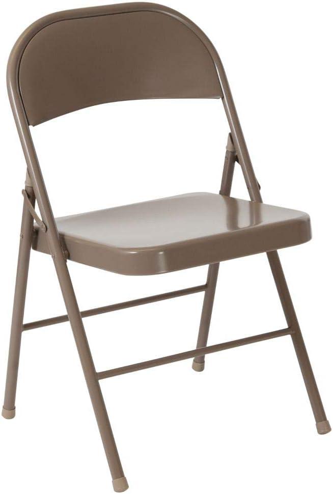 Hercules Series Premium Beige Metal Folding Chair, Double Braced, 2-Pack