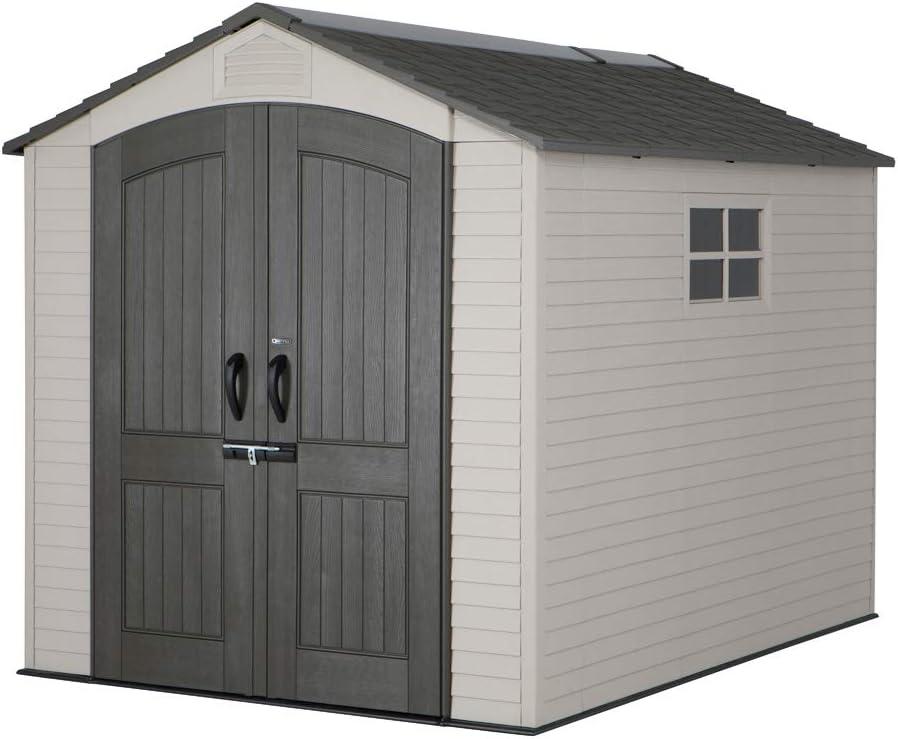 Lifetime Polyethylene Outdoor Double Door Storage Shed, 7 ft. x 7 ft., Tan/Brown (60042)