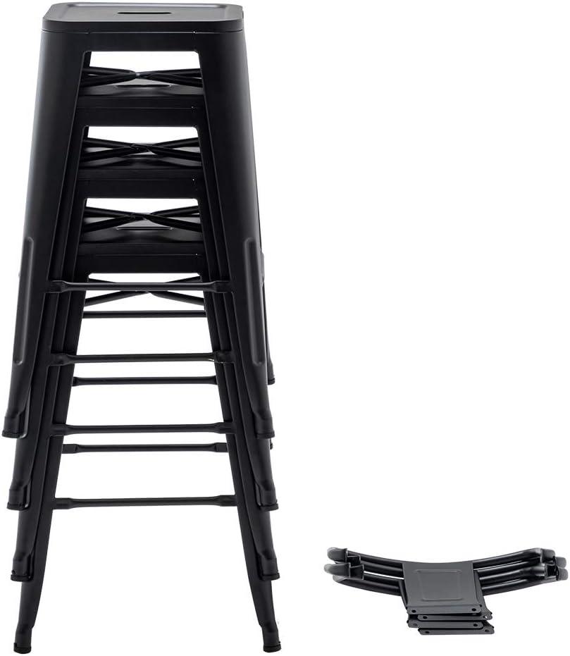 Andeworld 26" Low Back Metal Counter Stool Height Bar Stools [Set of 4] Barstools, Black