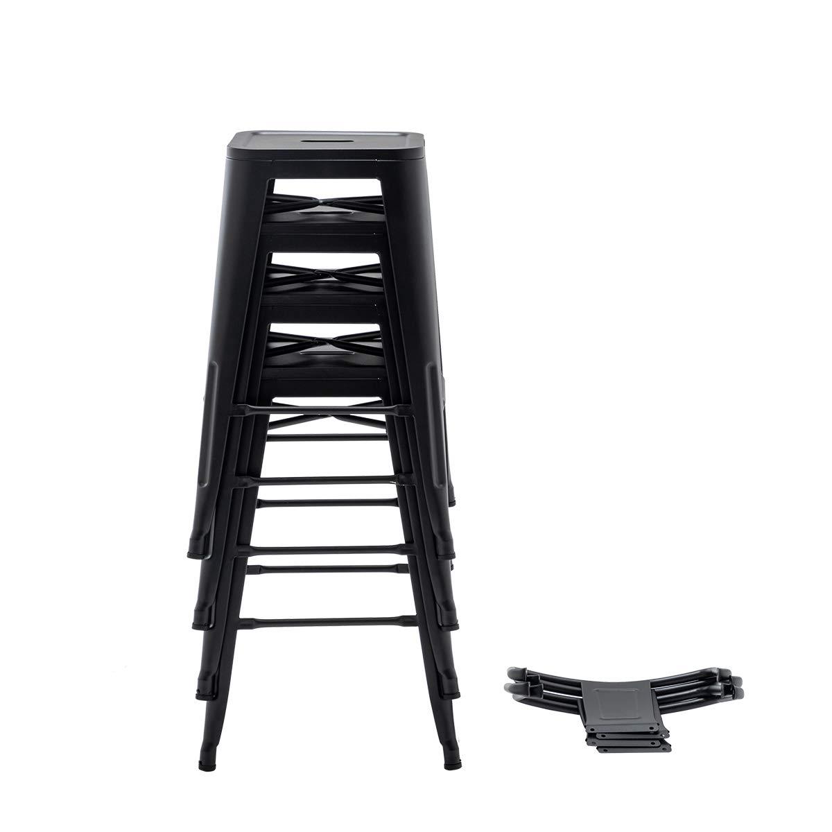 Andeworld 26" Low Back Metal Counter Stool Height Bar Stools [Set of 4] Barstools, Black