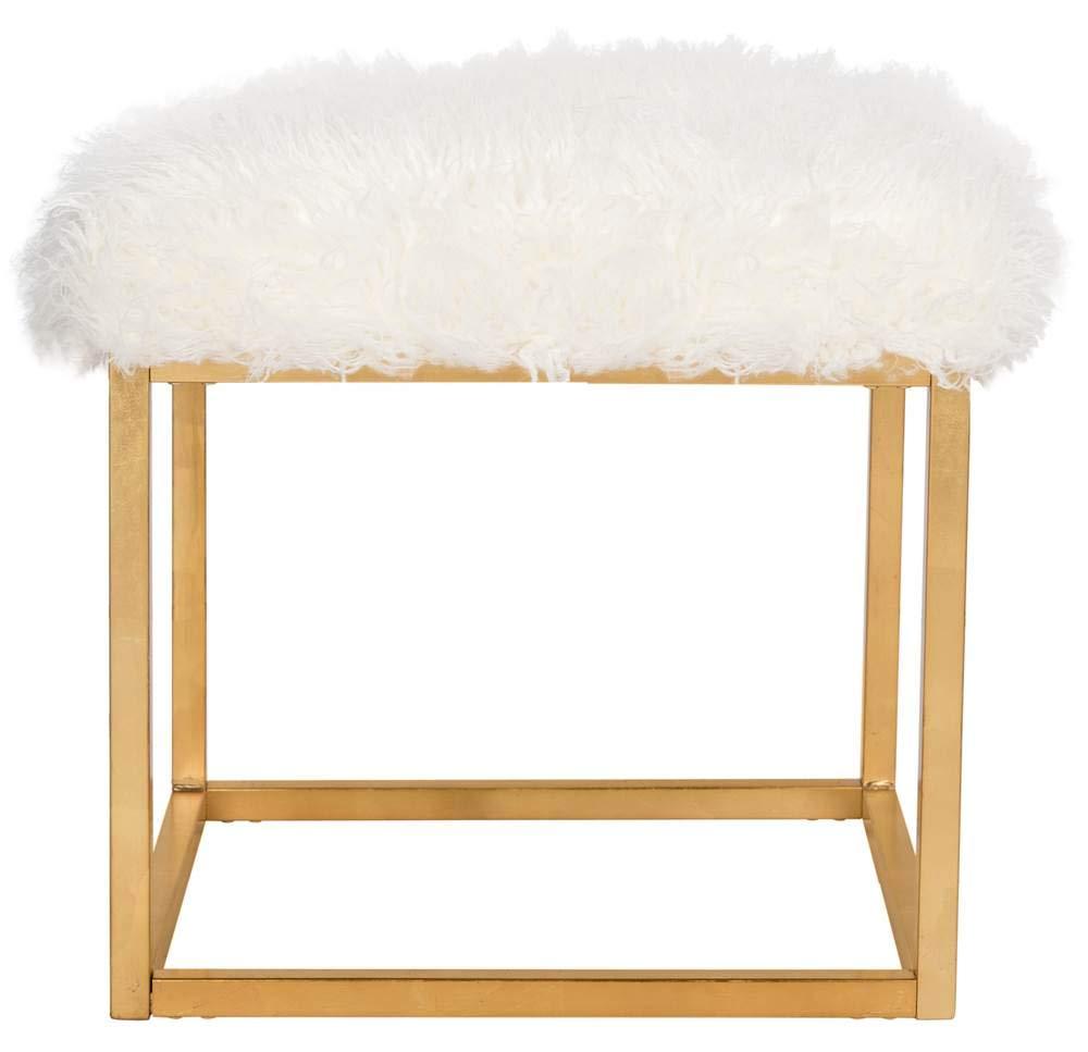 Rowan Square Ottoman - FOX6288 - White - Safavieh Couture