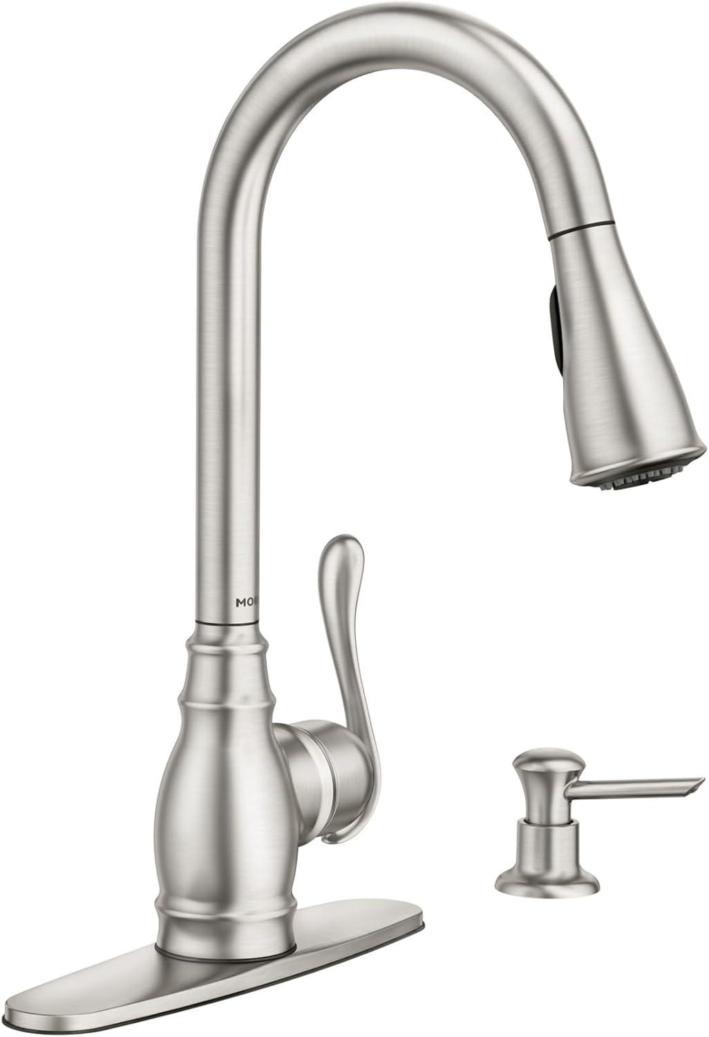 Moen Anabelle Single Handle Deck-mount Pull-down Kitchen Faucet with Sprayer ( Deck Plate Included ) (Soap Dispenser Included)