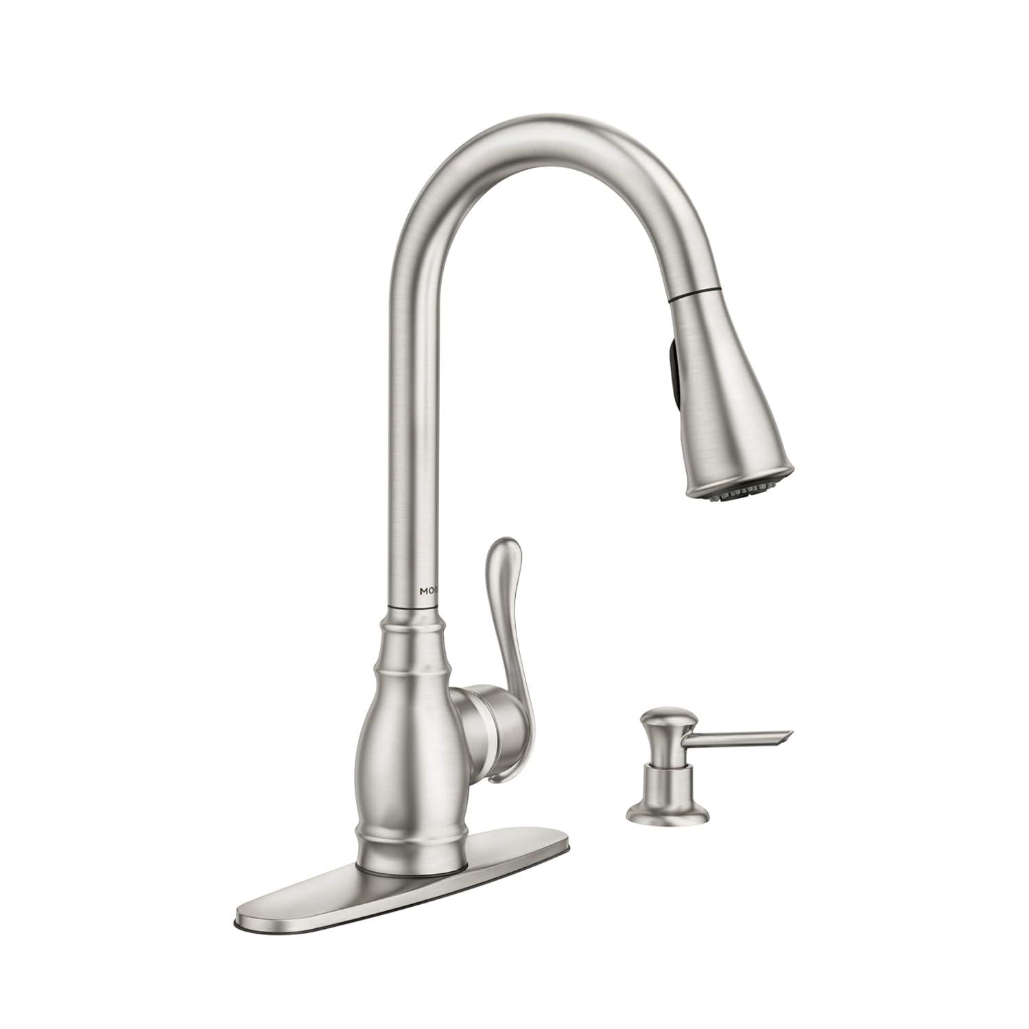 Moen Anabelle Single Handle Deck-mount Pull-down Kitchen Faucet with Sprayer ( Deck Plate Included ) (Soap Dispenser Included)