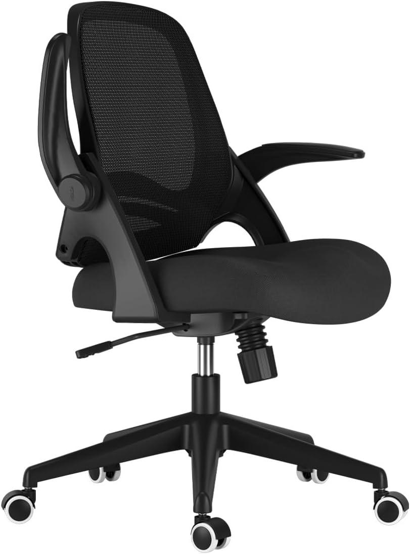 Black Mesh Ergonomic Swivel Task Chair with Adjustable Arms