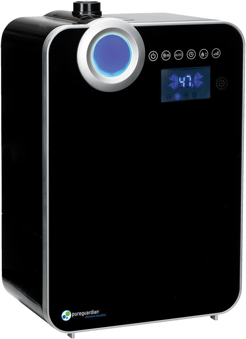 PureGuardian 2-Gallon 120-Hour Ultrasonic Warm and Cool Mist Humidifier, 500 Sq. ft, Black, H8000B