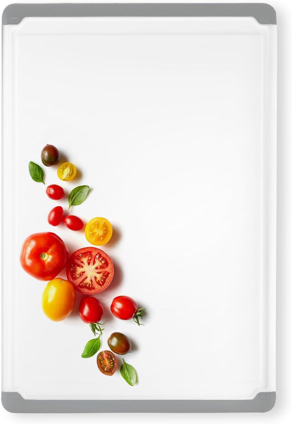 Plastic Cutting Boards for Kitchen - Large 18 x 12 Inch Rubber Cutting Board with Juice Grooves, Non-Slip, Dishwasher Safe Cutting Boards