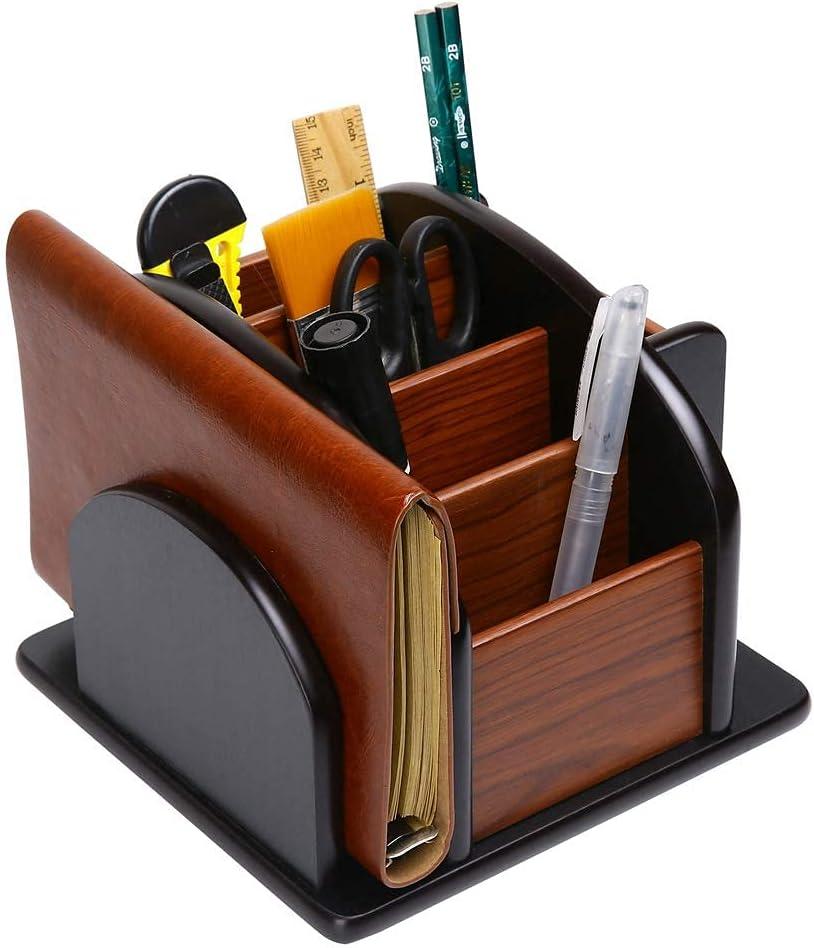 Wooden Desk Organizer, Wood Desktop Organizer Office Supplies Storage Organizer Remote Control Caddy Holder (Desk Organizer-6) Desk Organizer-6 Desk