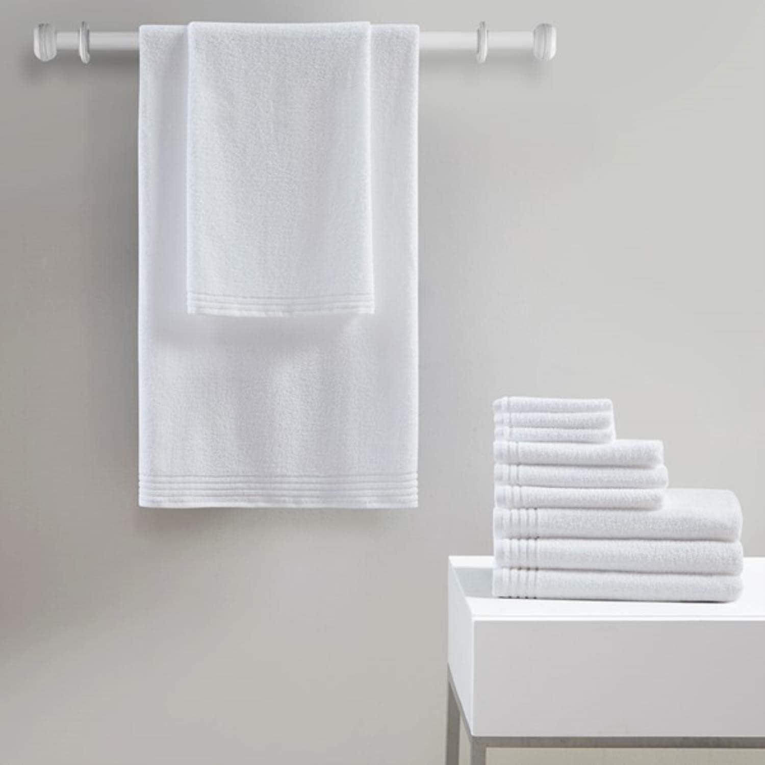 510 DESIGN Big Bundle 100% Cotton Bath Towel Set, Quick Dry Zero Twist Terry Fabric, Soft, and Highly Absorbent for Shower, Multi-Sizes, White 12 Piece