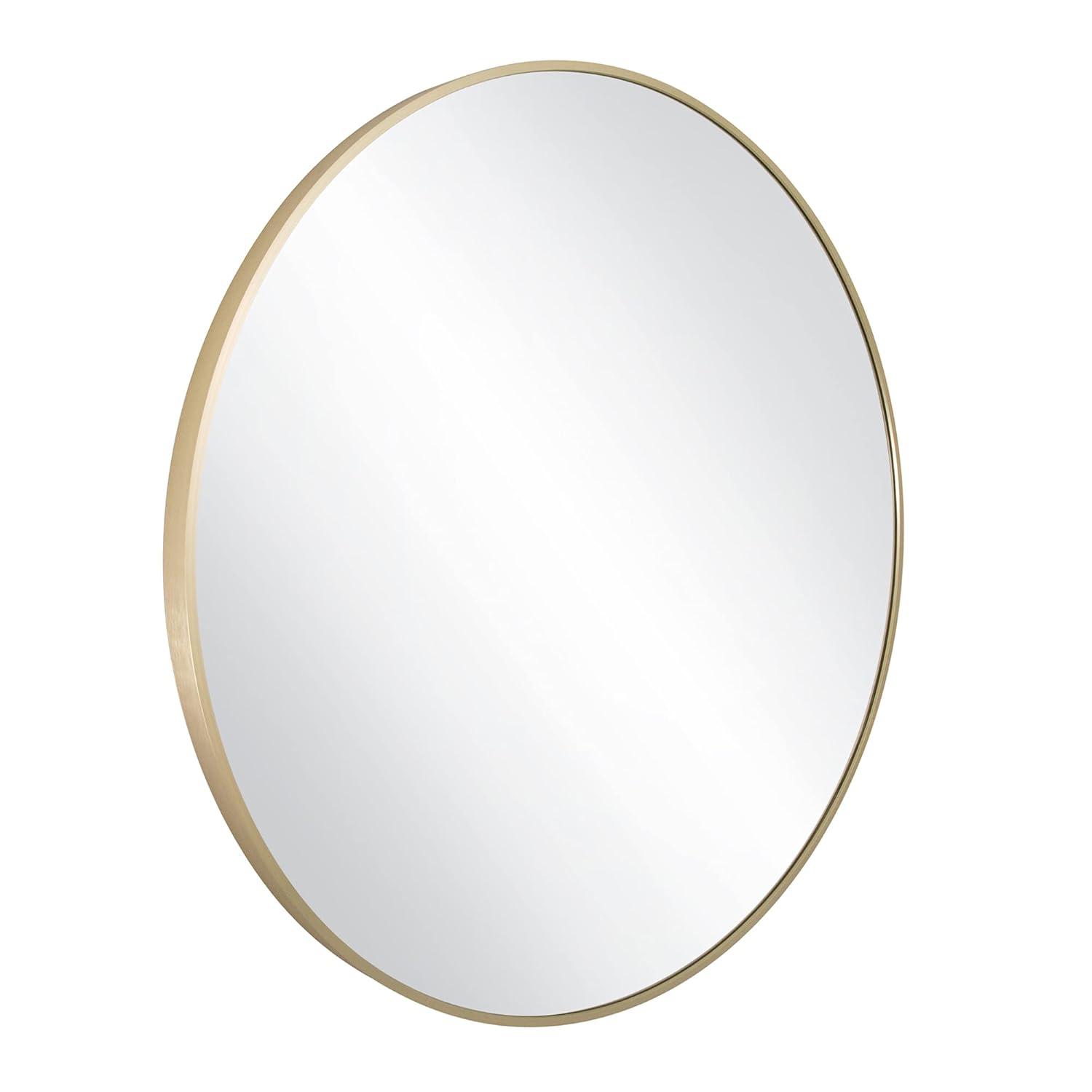 Design House Kenna Round Wall Mirror with Gold Metal Frame-24-inch