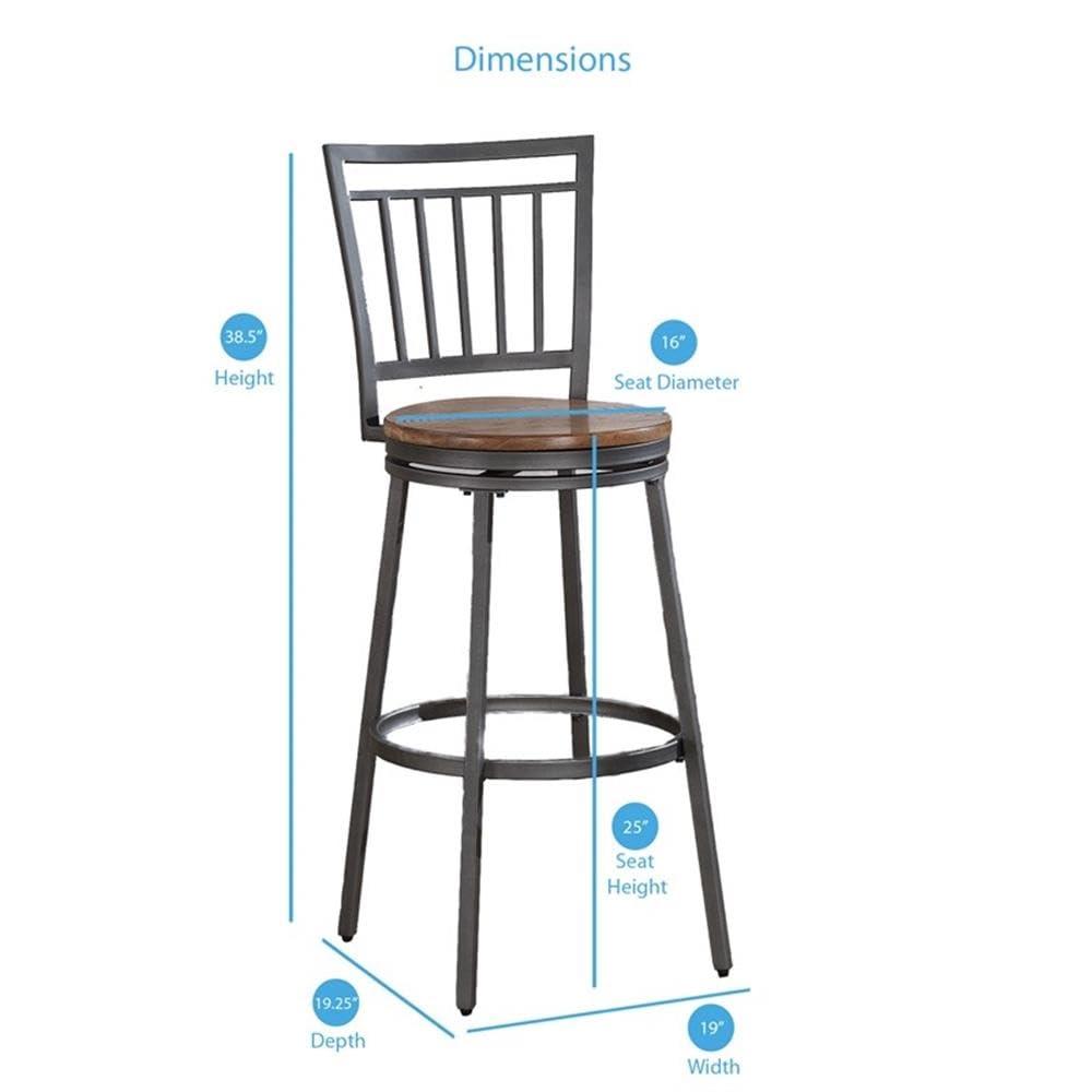 Stockton 25" Metal Swivel Stool - Slate Grey - Golden Oak Seat