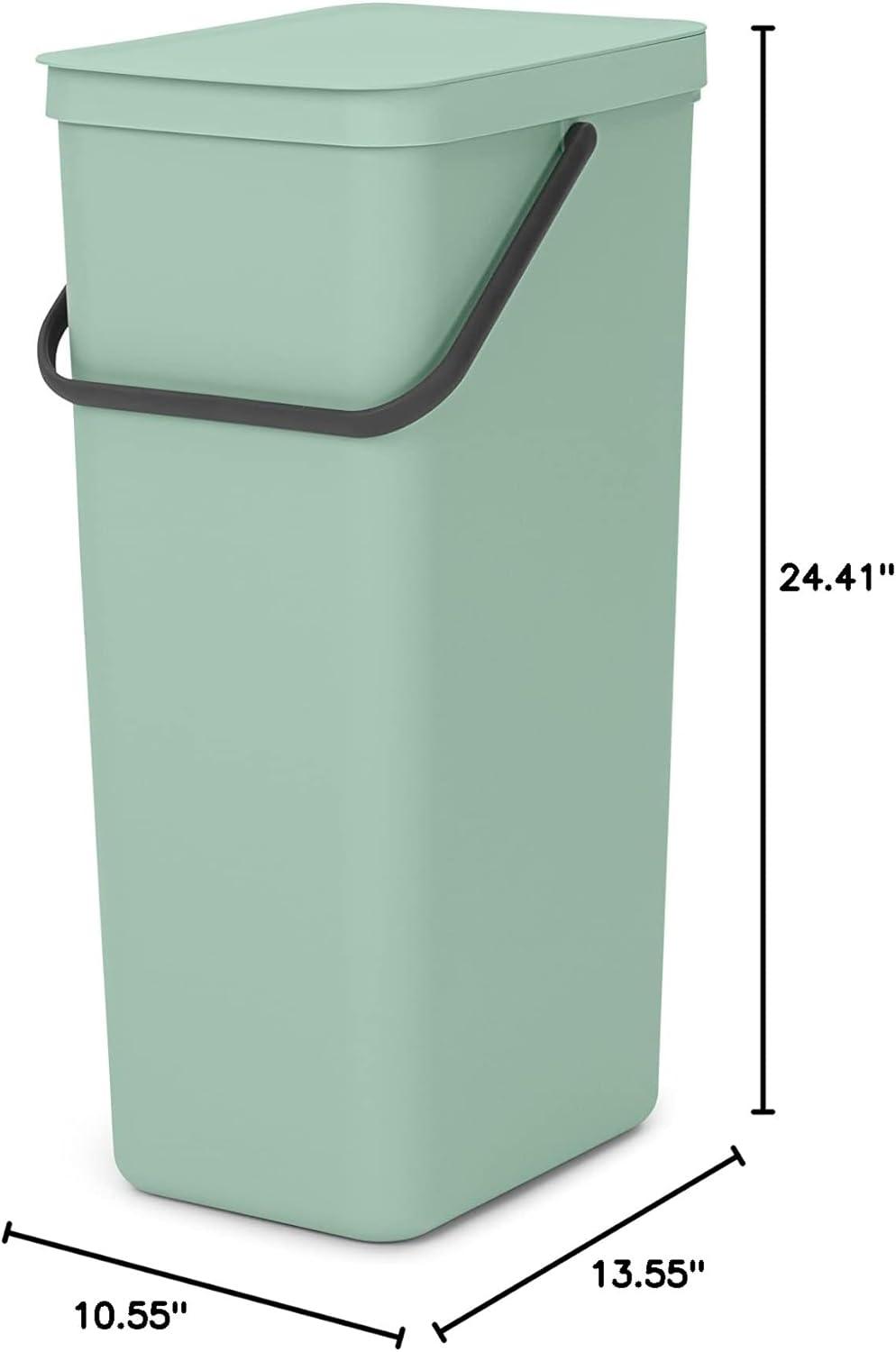 Jade Green Plastic Kitchen Recycling Bin with Removable Lid