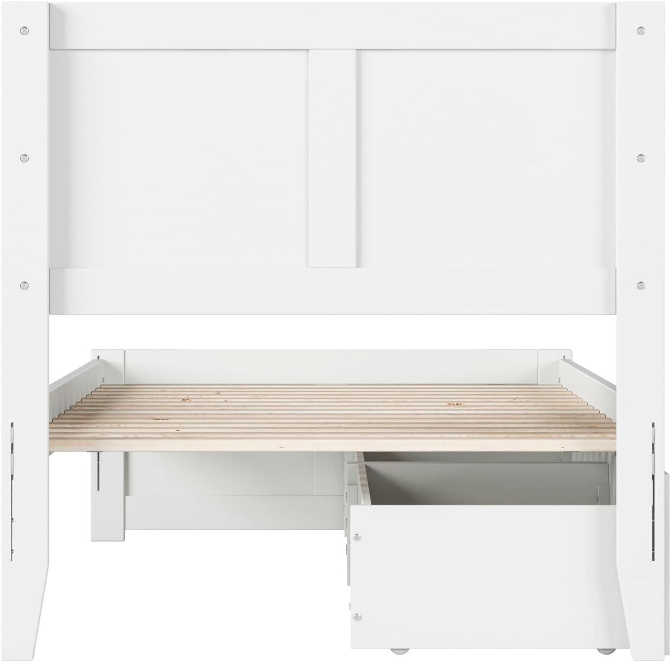 AFI Canyon White Solid Wood Platform Bed with Matching Footboard & Storage Drawers, King