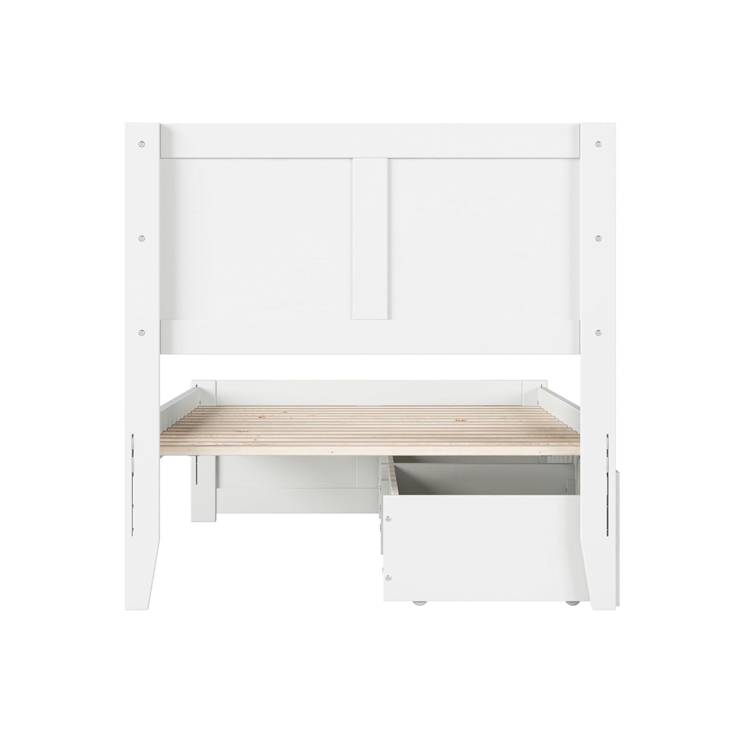 AFI Canyon White Solid Wood Platform Bed with Matching Footboard & Storage Drawers, King