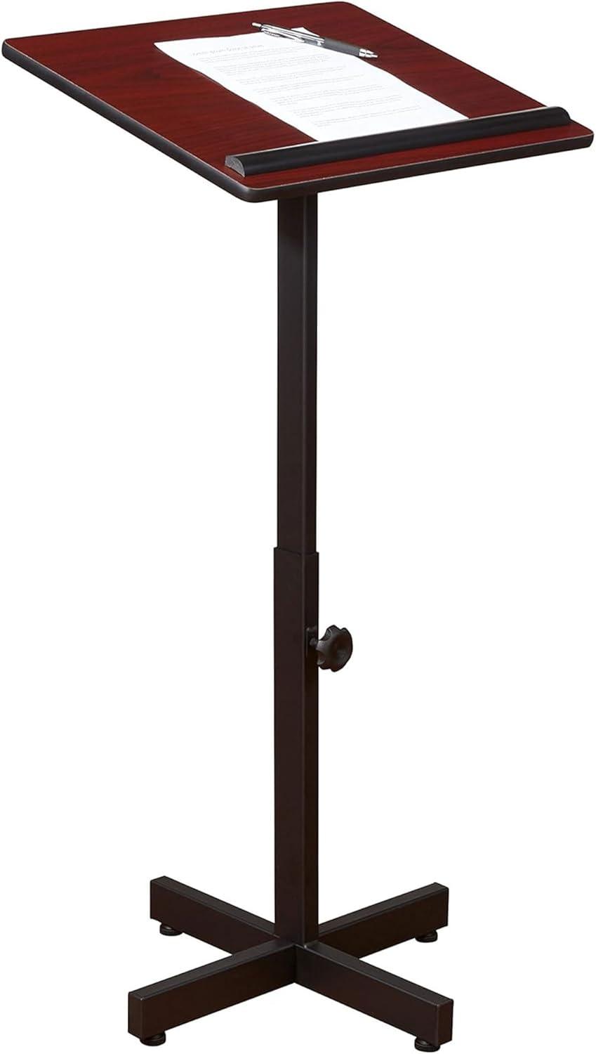 Adjustable Black and Mahogany Mobile Steel Lectern