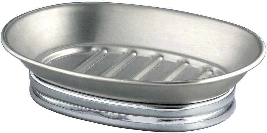 InterDesign York Chrome Silver Stainless Steel Soap Dish