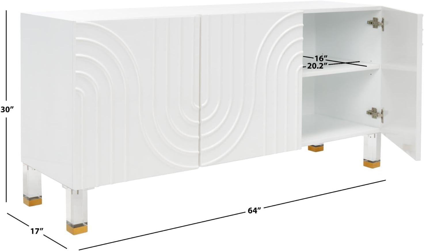 Saturn Wave 69'' White and Gold Contemporary Acrylic Sideboard