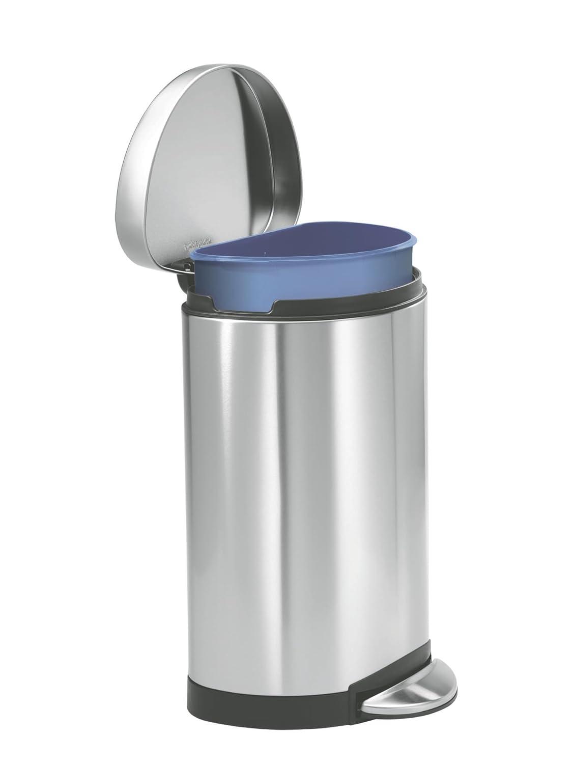 simplehuman 10L Semi-Round Step Trash Can Stainless Steel