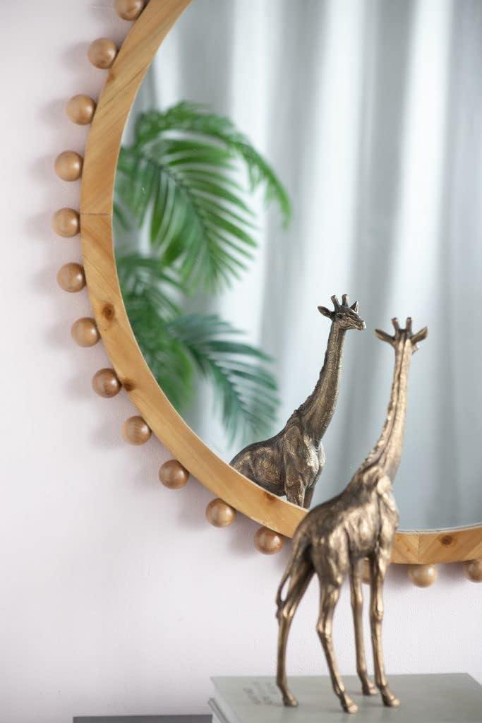 A&B Home Round Beaded Wall Mirror - Farmhouse Circular Wall Mirror with Beaded Wooden Frame, Home Wall Décor, 34" x 2" x 34"