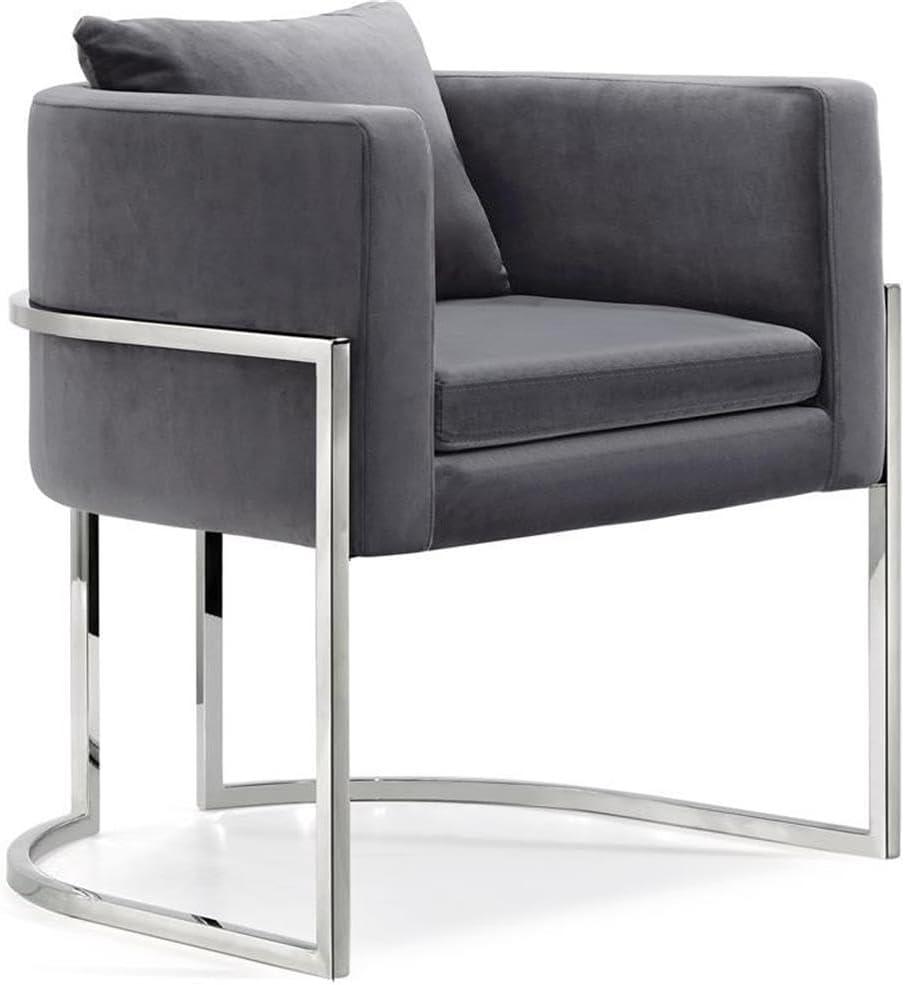 Pippa 18.5"H Velvet Accent Chair in Gray and Chrome-Meridian Furniture