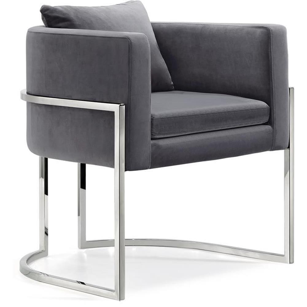 Pippa 18.5"H Velvet Accent Chair in Gray and Chrome-Meridian Furniture