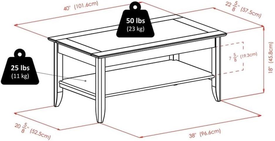 Santino Coffee Table Oyster Gray - Winsome: Wooden Rectangle Design, Fixed Shelf, MDF & Veneer, Living Room Furniture