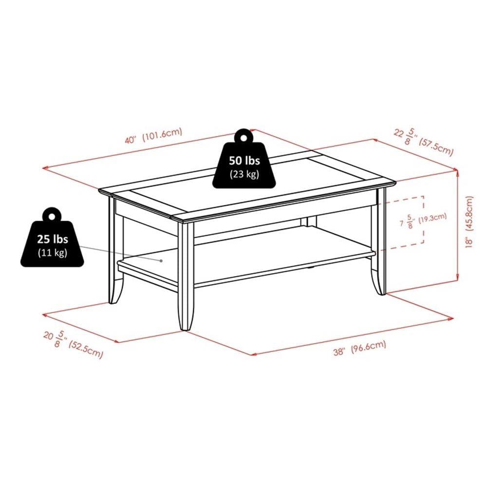 Santino Coffee Table Oyster Gray - Winsome: Wooden Rectangle Design, Fixed Shelf, MDF & Veneer, Living Room Furniture