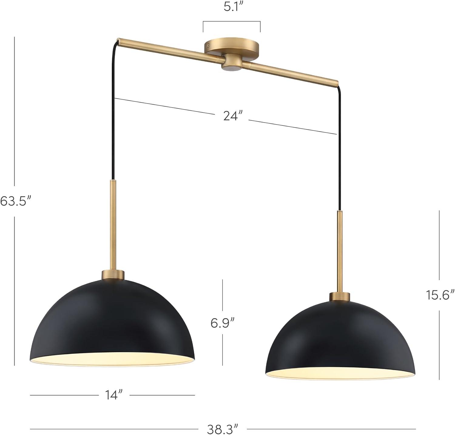 Nathan James 2-Light Percy Modern Island Pendant Ceiling Fixture Light Black/Gold