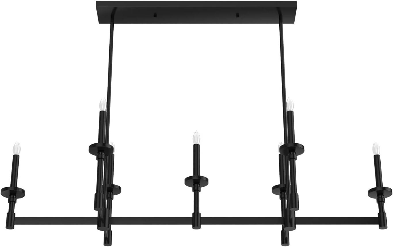 Briargrove Matte Black 7-Light Modern Linear Candle Chandelier