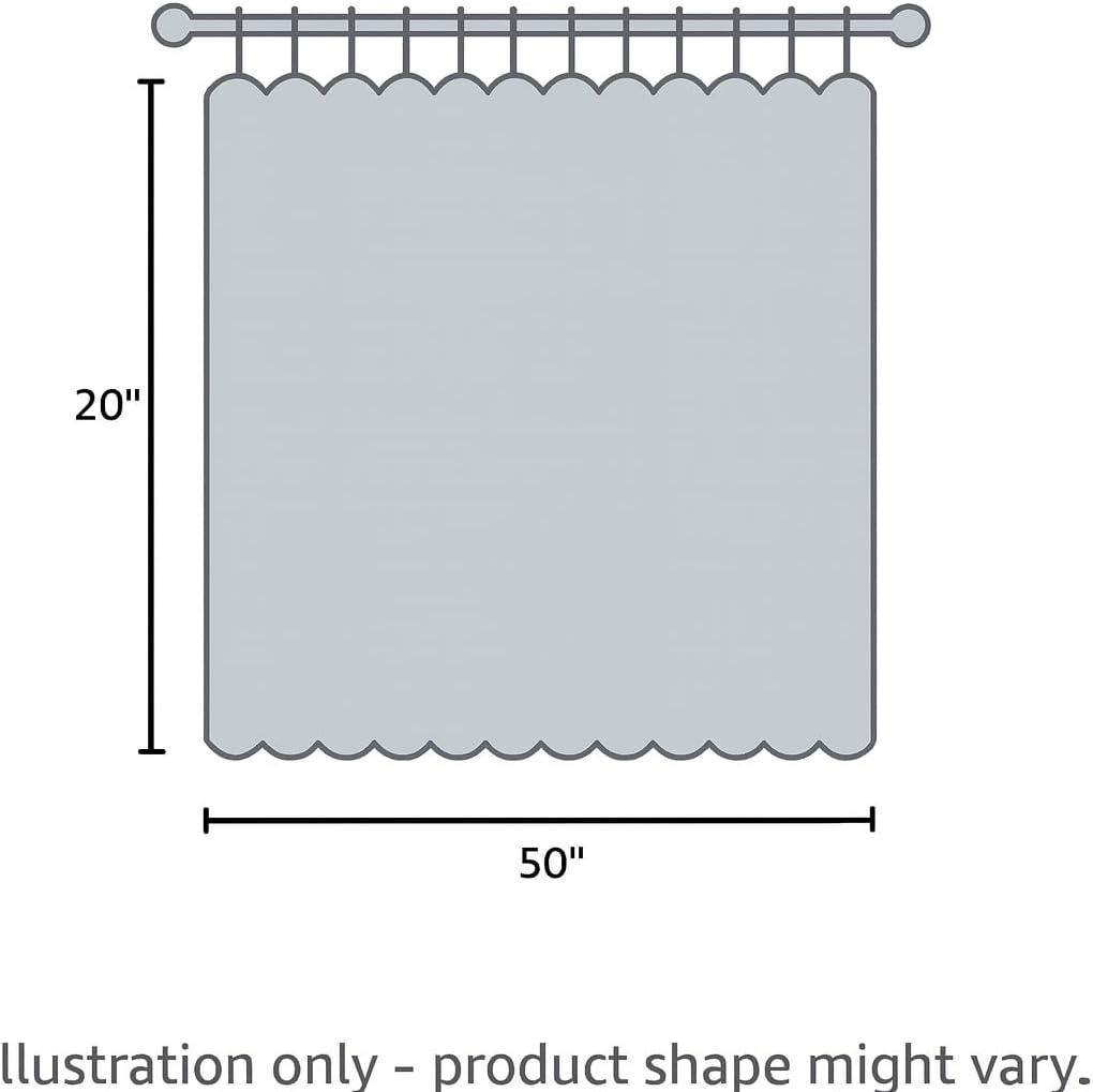 HLC.ME Paris Paisley Rod Pocket Short Scalloped Curtain Valance Basement, Bathroom, Kitchen and Small Windows - Grey/Yellow, 50 W x 20 L