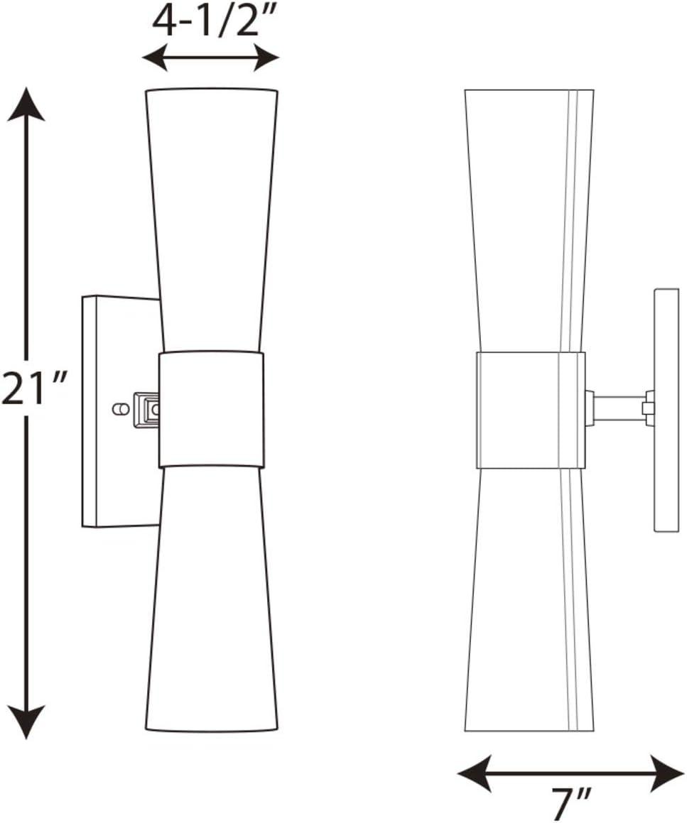 Progress Lighting Zura 2-Light Bath Vanity Fixture, Brushed Nickel, Etched Opal Glass