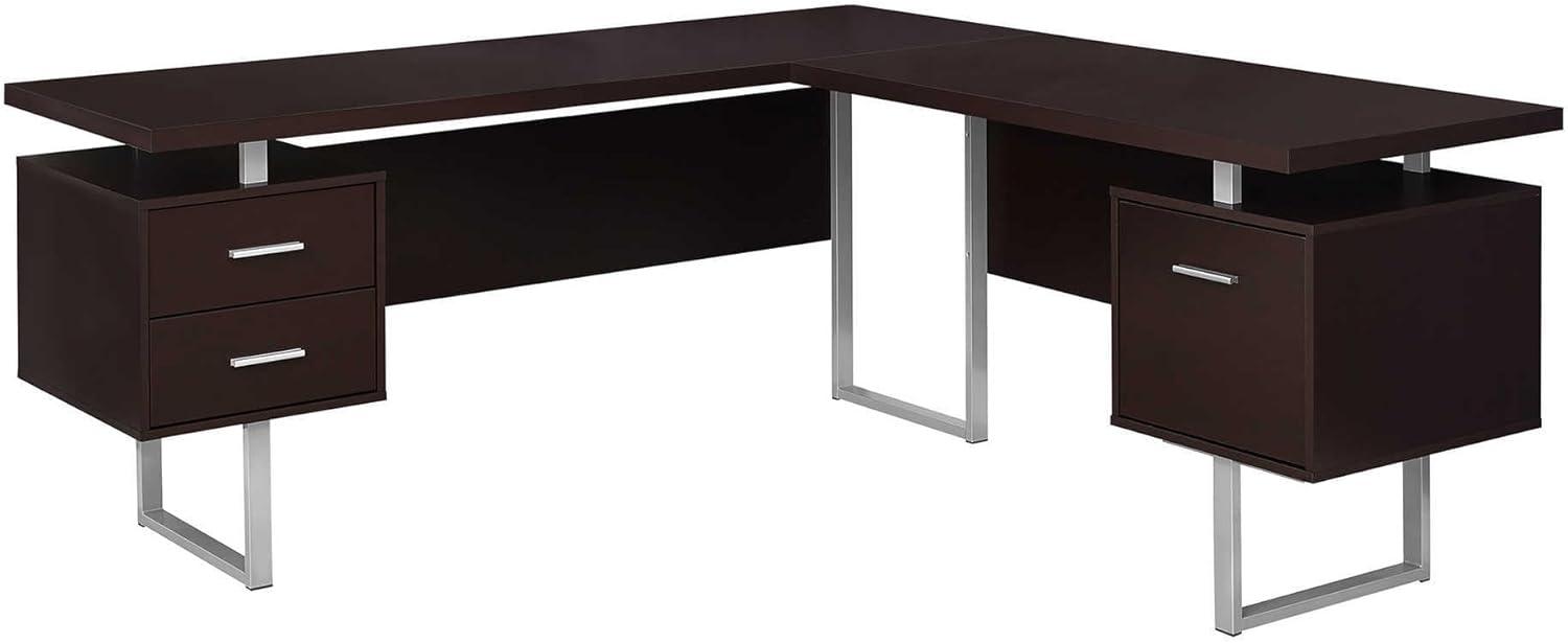 Monarch Specialties Computer Desk, Home Office, Corner, 70"L, L Shape, Work, Laptop, Brown Laminate