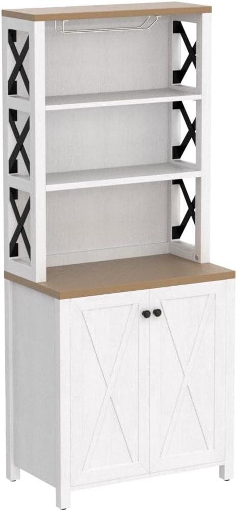 Moasis Bar Cabinet for Liquor and Glasses Dining Kitchen Cabinet with Wine Rack White