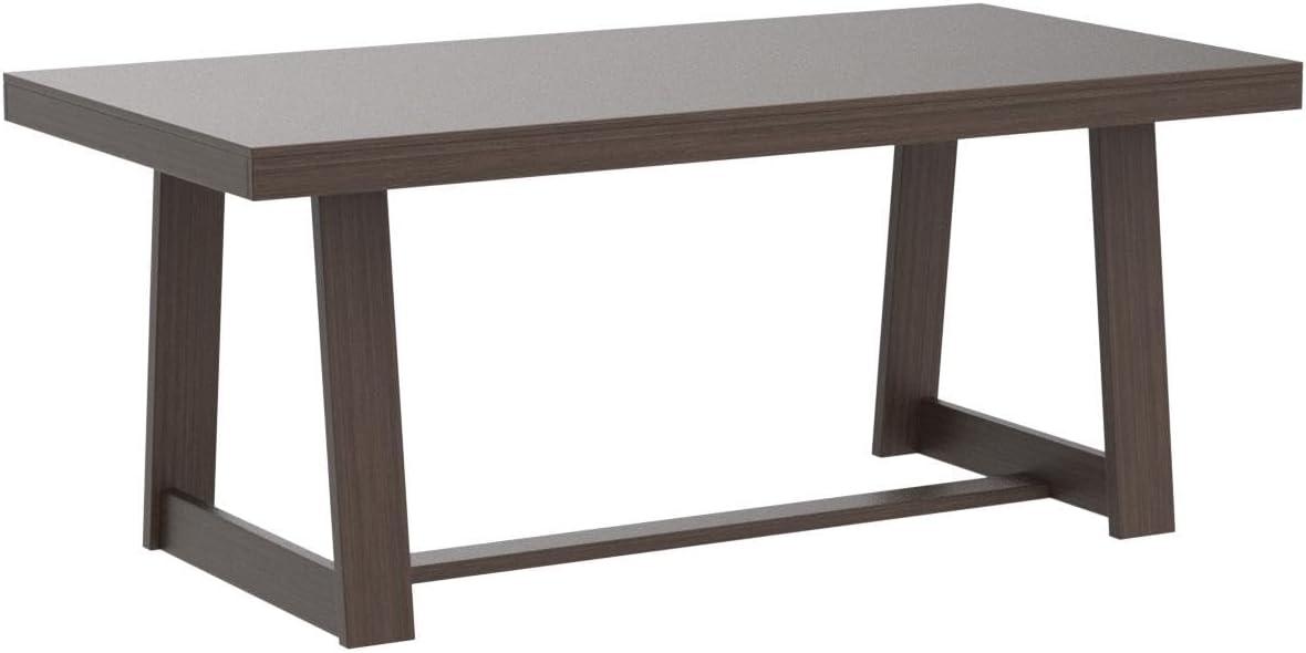 Plank+Beam 72" Dining Table for 6, Solid Wood Classic Farmhouse Style Kitchen Table, Walnut Wirebrush