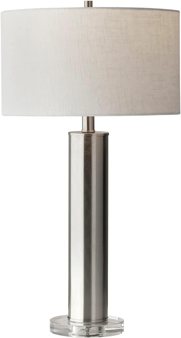 Ezra Table Lamp Silver - Adesso: Brushed Steel, Crystal Base, Modern for Living Room & Bedroom