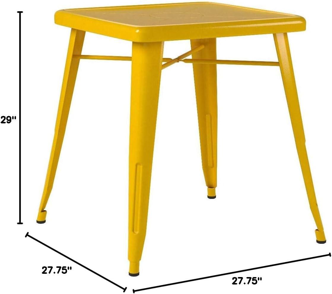 Flash Furniture Commercial Grade 23.75" Square Yellow Metal Indoor-Outdoor Table