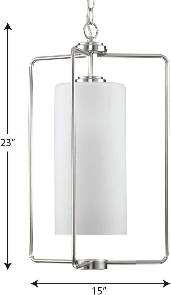 Progress Lighting Merry Collection 1-Light Brushed Nickel Etched Glass Foyer Pendant