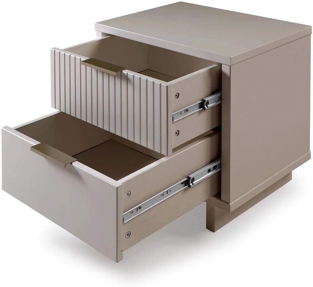Granville Modern 2 Drawer Nightstand Light Gray - Manhattan Comfort: Soft Close, UV Finish, Metal Handles
