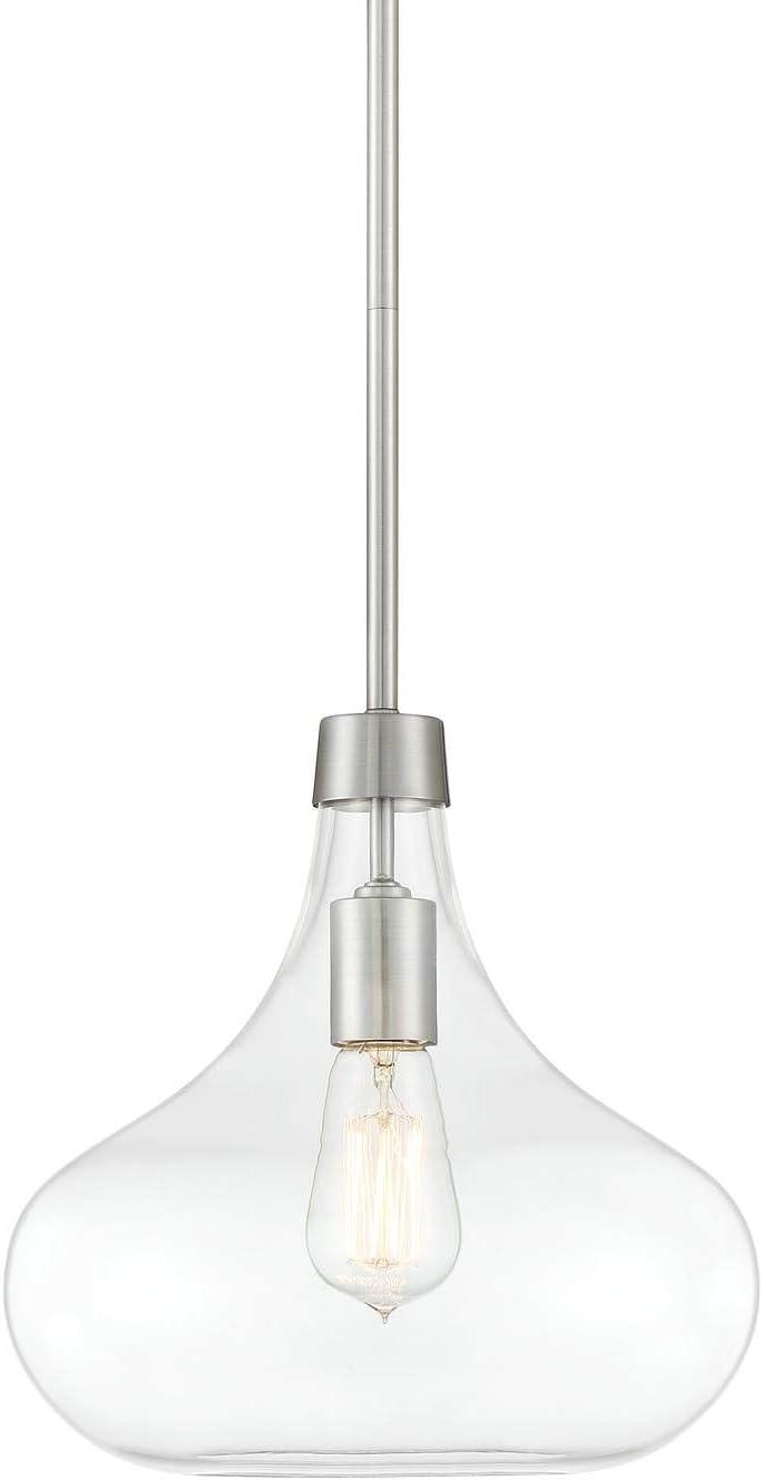 Possini Euro Design Brushed Nickel Mini Pendant 11" Wide Farmhouse Rustic Clear Glass Fixture for Dining Room Living House Home Foyer Kitchen Island