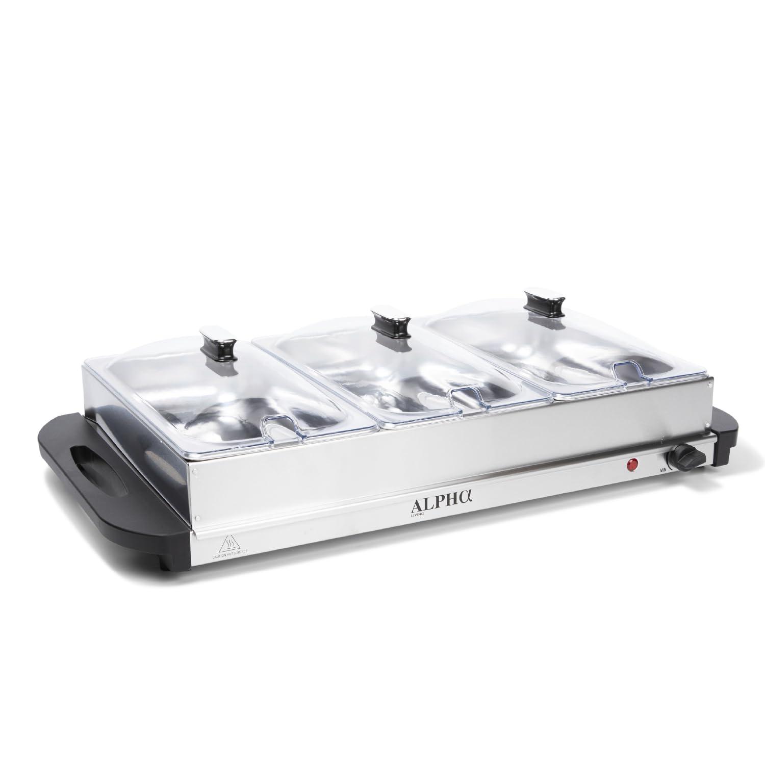 3x2.5 QT Food Warmers for Parties Buffet Servers and Warmers – Premium Catering Supplies Buffet Display – Stainless Steel Electric Food Warmers with Temperature Control