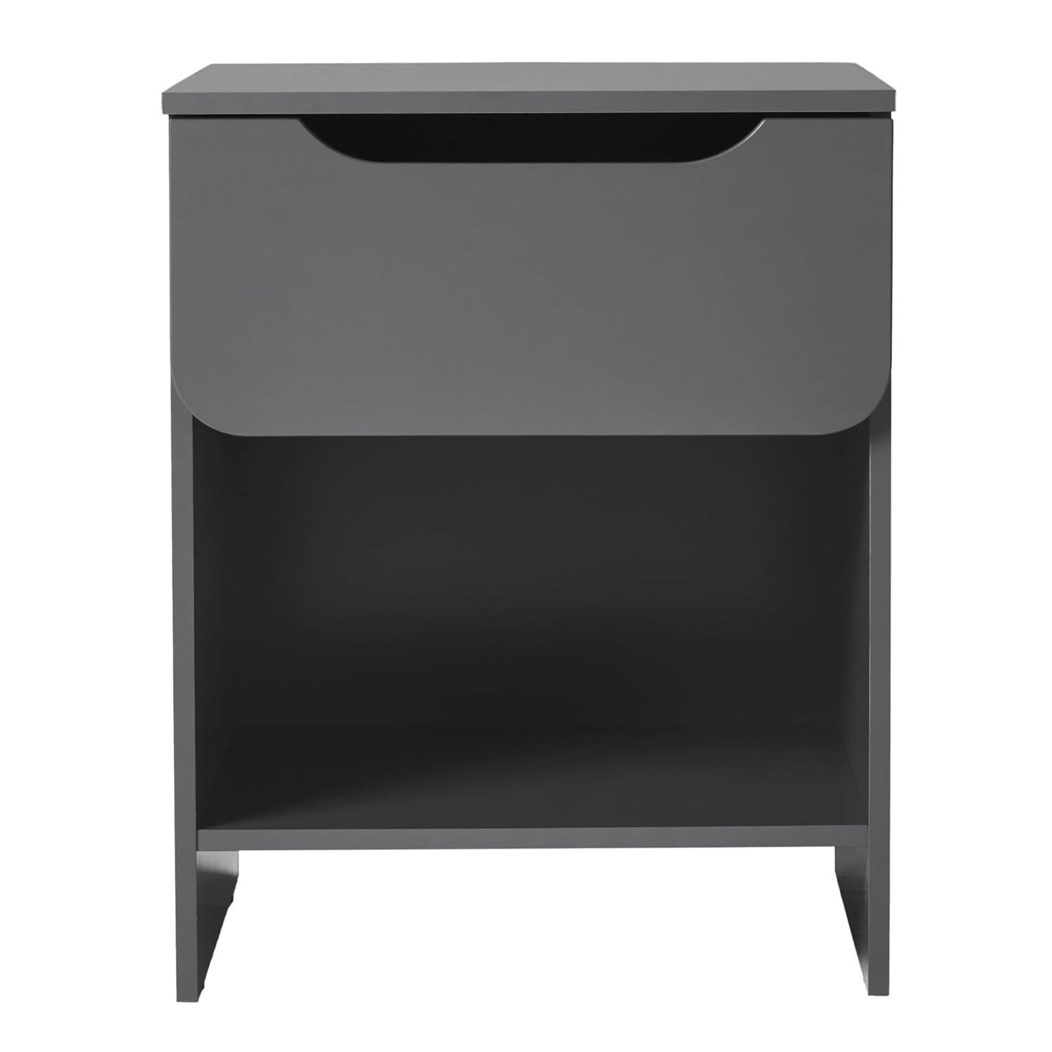 Walker Edison Modern Scandi 1-Drawer Nightstand, Dark Grey