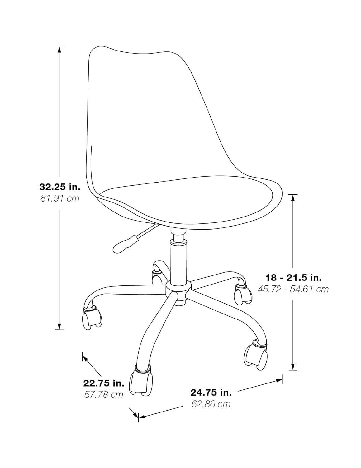 Emerson Office Chair with Pneumatic Chrome Base Purple - OSP Home Furnishings: Swivel, Armless, Adjustable Height