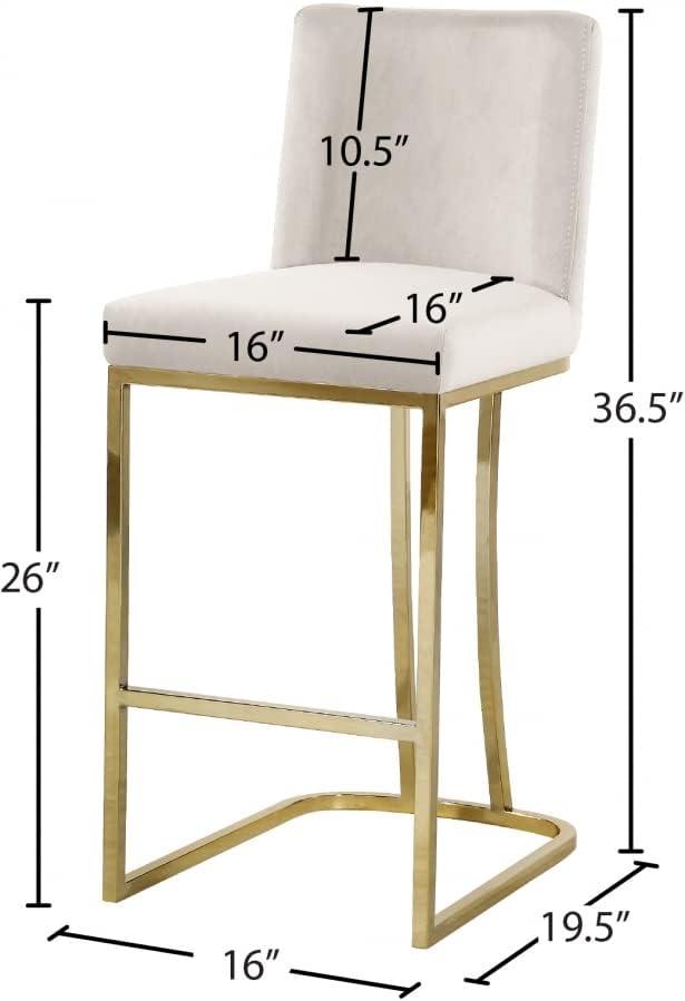 Meridian Furniture Heidi Cream Velvet Stool