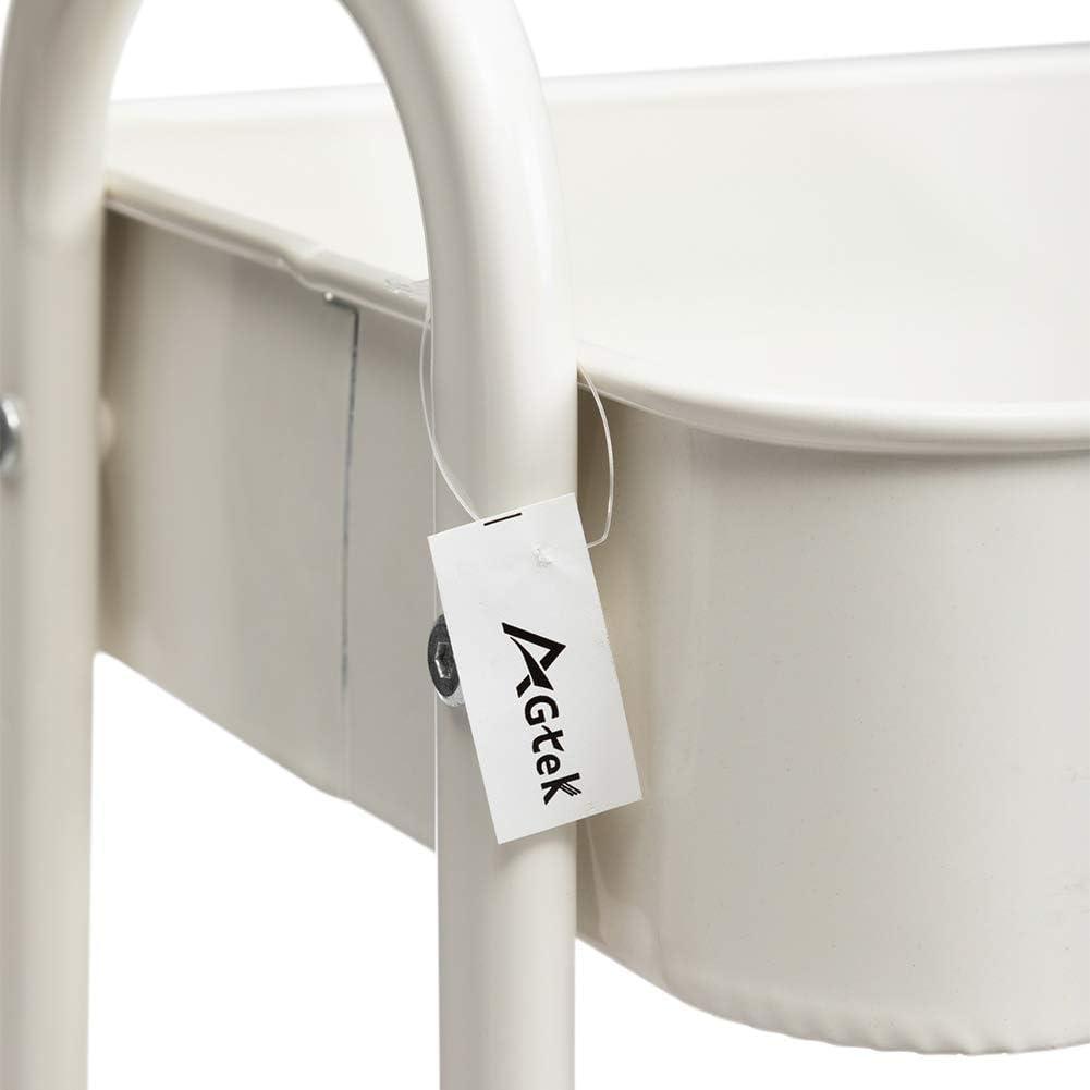 ZUNMOS 3 Tier Utility Rolling Cart, Metal Mobile Storage Cart with Lockable Caster Wheels, Storage Shelves Organizer Cart for Livingroom, Bathroom, Kitchen, & Narrow Places, White